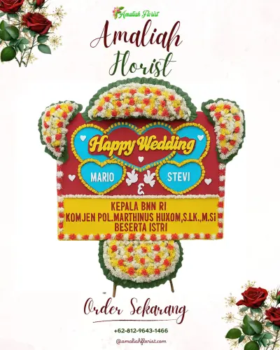 Karangan Papan Bunga Pernikahan di Karang Asem